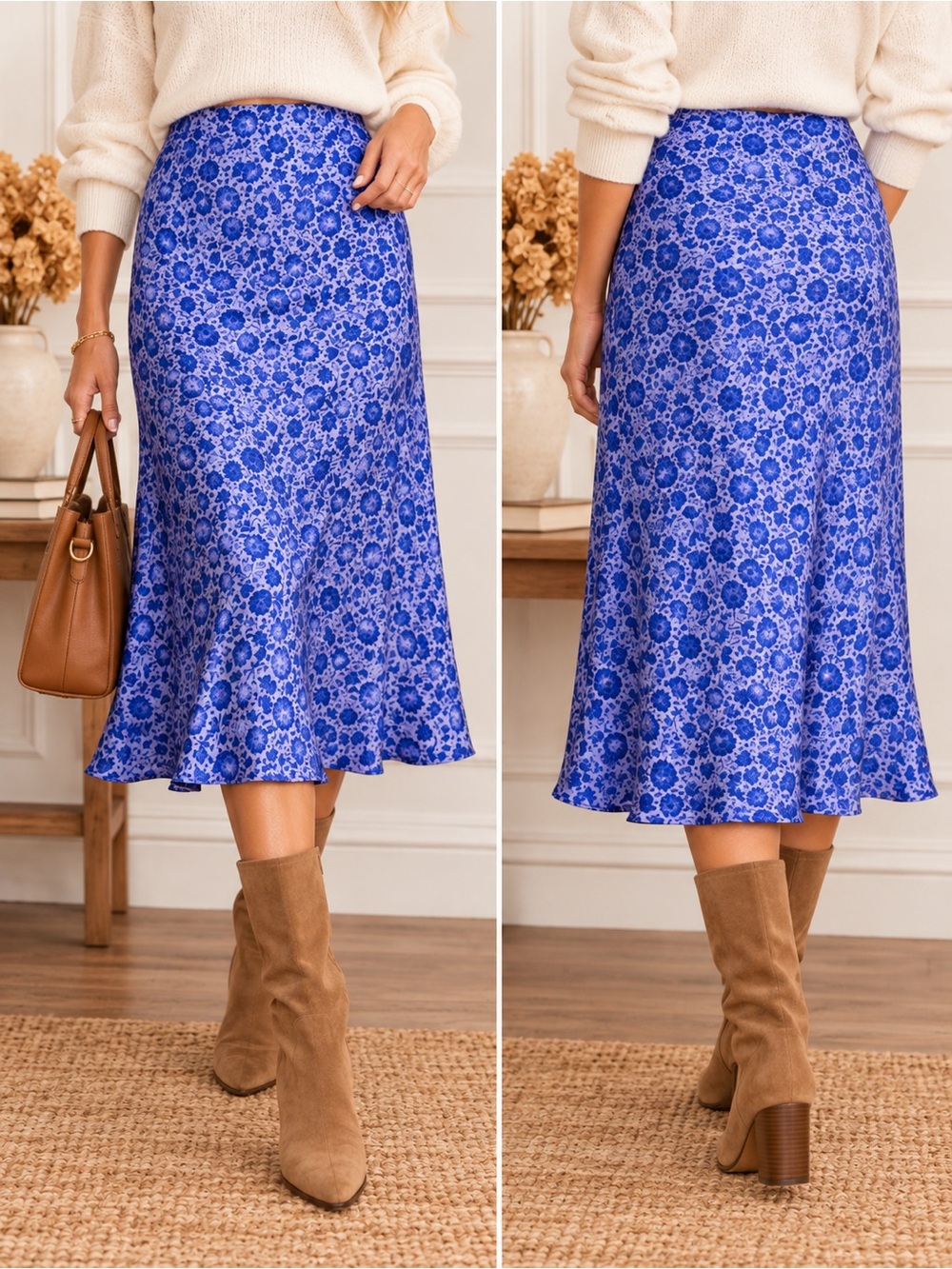 J.Crew Pull-on 90’s Slip Skirt in Purple Rose Vines Elastic Waist Women Size XL